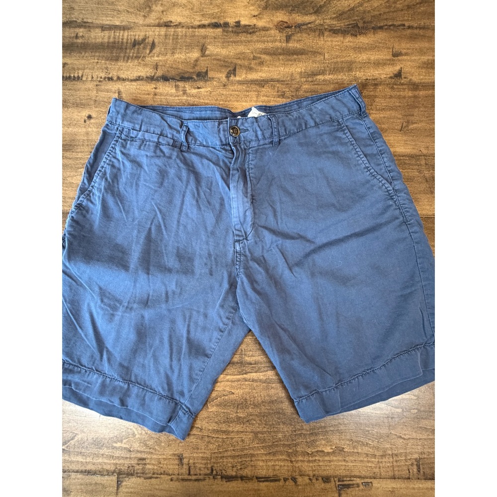 Faherty Brand Mens Navy Blue Chino Shorts Size 33 Flat Front Cotton Twill Casual